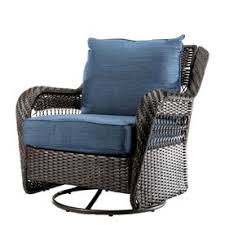 Beautify your home inside and out with help from lowe's!. Allen Roth Glenlee Woven Brown Metal Frame Swivel Glider Conversation Chair S With Cushioned Seat Lowes Com Swivel Glider Allen Roth Patio Furniture Blue Cushions