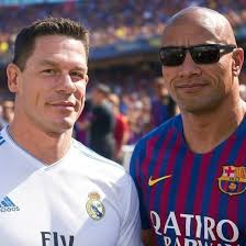 JohnCena and #TheRock coming for watching football match ⚽
