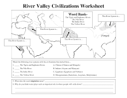 Early Civilizations Worksheet River Valley Civilizations