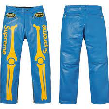 Supreme Supreme Vanson Leather Bones Pant Liked On Polyvore Featuring Pants Vanson Blue Pants Leather Trousers Blue Trouse Leather Trousers Pants Vanson