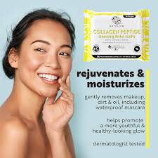 Amazon.com: HEROLIFE Large Collagen Peptide Makeup Remover Cleansing Facial  Cloths, Plant-Based, Biodegradable, Pre-moistened Cloths, Hypoallergenic,  formulated with plant-derived ingredients (4 packs of 25 = 100 Thick, 7.1”  x 7.5” Large size wet