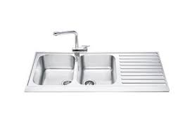 Kraus standart pro stainless steel double bowl 60/40 kitchen sink. Double Kitchen Sink Lpd116d Smeg Stainless Steel Overmount With Drainboard