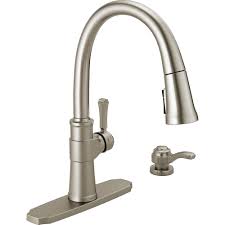 Delta linden single handle pull out sprayer kitchen faucet with soap lotion dispenser in stainless steel 4353 sssd dst the home depot kitchen faucet pull out kitchen faucet touch kitchen faucet get free shipping on qualified soap dispenser kitchen faucets or buy online pick up in store today in the kitchen department. Delta Spargo Single Handle Pull Down Sprayer Kitchen Faucet With Soap Dispenser In Spotshield Stainless 19964 Spsd Dst The Home Depot Kitchen Faucet Faucet Kitchen Faucets Pull Down