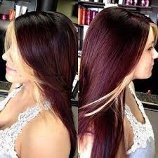 The dark root, golden under the roots and light highlights at the end will give you a subtle and magnetizing look. Burgundy With Blonde Bangs Fashion Darling Hair Styles Burgundy Hair Mahogany Hair