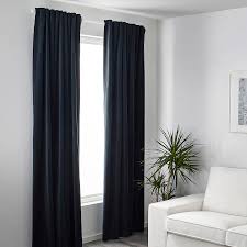 Sanela 2 Gardinenschals Abdunk Dunkelblau 140x300 Cm Ikea Deutschland Black Curtains Living Room Dark Curtains Living Room Room Darkening Curtains