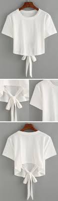White Tie Back Crop T Shirt Diy Fashion Diy Clothes Diy Shirt