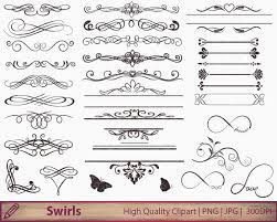 Wedding Invitation Swirls Svg Png Flourish Decorative Etsy Clip Art Invitation Clipart Digital Clip Art