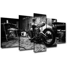 5 Panel Motorcycle Wall Art Canvas Skullflow Https Www Skullflow Com Collections Skull Wall Ar Motorcycle Wall Art Skull Wall Art Black And White Wall Art