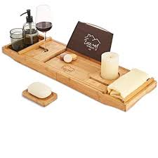 We sealed our diy bathtub caddy tray with minwax polycrylic in a satin finish. Buy Ease Way Bamboo Bathtub Caddy Tray Wooden Bath Tray For Tub With Book Holder And Free Soap Dish Holds Phone Laptop Extendable Bathtub Caddy Organizer For Luxury Spa Natural Online In Turkey
