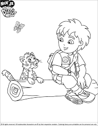 Go Diego Go Coloring Page Diego Sitting On A Tree Stumb Go Diego Go Coloring Pages Coloring Pictures