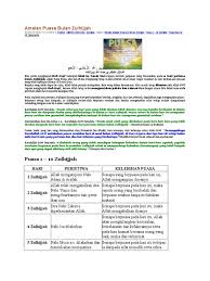 Dan ditekankan puasa hari arafah, tanggal 9 dzulhijjah. Amalan Puasa Bulan Zulhijjah