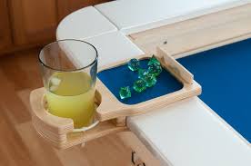 Cup Holder With Dice Tray For The Table Of Ultimate Gaming Birch Attached With Drink And Dice Dnd Table Board Game Table Gaming Table Diy