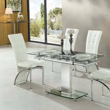 We also offer a stunning collection of glass dining tables. Enke Extending Dining Table In Clear Glass And Chrome Frame Mysmallspace Uk