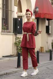 Tofisa Tunik Pantolon Kemer Bordo 02 7642 Moda Stilleri Giyim Tunik