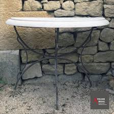 Console Demie Lune Avec Pietement En Fer Forge Et Plateau En Pierre Materiaux Anciens Alain Bidal En 2020 Fer Forge Materiaux Anciens Pierre