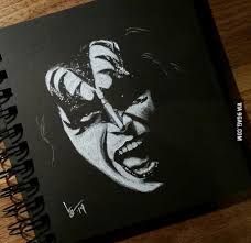 Volodymyr zayichenko 7012019 artz 748p ssss chelsea. Gene Simmons Drawing Done With White Pencil And Black Paper 9gag