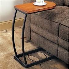 900279 Charlton Home Doughty Distressed Oak Finish Wood Black Metal Frame Slide Under Sofa Table Sofa Table Sofa End Tables Side Table