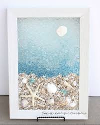 Beach Art Beachscape Resin Art Beach Decor Coastal Decor Beach Beach Glass Crafts Sea Glass Art Sea Glass Window Art