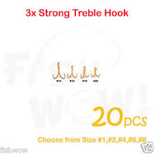 details about 20pcs fishing 3x treble hooks gold choose from tiny size 14 16 18 20 lots