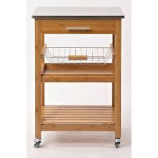 aya bamboo kitchen cart with stainless