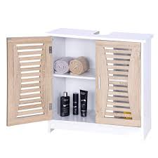 36 white bathroom vanity cabinet top ceramic vessel sink w/faucet drain mirror. Under Sink Storage Bathroom Accessories Cabinet Free Standing Cupboard Unit White Bamboo Woltu Eu