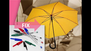 How To Fix A Broken Umbrella With A Bic Pen Life Hack Youtube