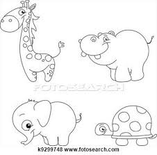 Outlined Cute Animals View Large Illustration Coloring Books Cute Animals Embroidery Patterns