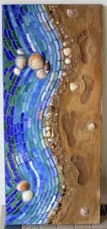 Mosaic Mixed Media Glass Shoreline Footsteps In Sand Mit Bildern Mosaik Mosaik Diy Steine Mosaik