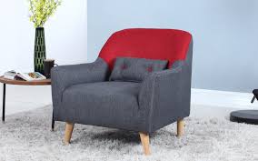 Mid Century Modern Style Two Tone Linen Fabric Living Room Accent Chair Red Mid Century Modern Chair Accent Chairs Accent Chairs For Living Room