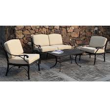 Black 4 Piece Cast Aluminum Outdoor Conversation Set Overstock 5963628