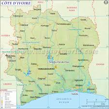 The ivory coast or côte d'ivoire is a country in west africa covering an area of 322,463 sq. Cote D Ivoire Ivory Coast Map