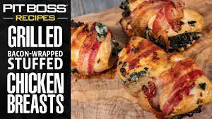Bumped the temperature to 325ºf after 2 hours of apple smoke at 180º. Bacon Wrapped Stuffed Chicken Breasts Grilled On The Kc Combo Pit Boss Grills Recipes Youtube