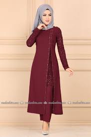 Pul Payetli Tesettur Abiye Takim Asm2182 Bordo Moda Selvim Muslim Fashion Outfits Muslim Fashion Dress Muslimah Fashion Outfits