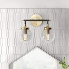 Up to 70% off top brands & styles. Joss Main Dion 2 Light Dimmable Matte Black Antique Gold Vanity Light Black And Gold Bathroom Vanity Lighting Gold Light Fixture