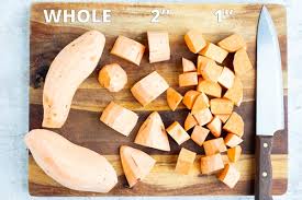 Scrub and wash the potatoes well and remove all the dirt. How To Boil Sweet Potatoes Whole Or Cubed Evolving Table