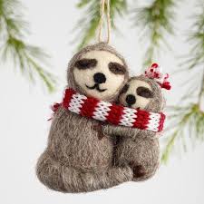 Felted Wool Sloth Ornaments Set Of 2 By World Market Needle Felted Christmas Felt Christmas Ornaments Unique Christmas Ornaments