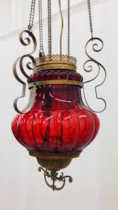 Check spelling or type a new query. Antique Cranberry Glass Hanging Pendant Lamp With Cast Iron Hook Lighting Home Living Kromasol Com