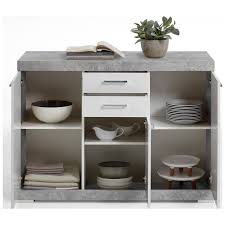 In wenigen minuten zum perfekten möbelstück. Kommode Sideboard Beton Nb Weiss Edelglanz Mit 3 Turen Und 2 Schubkast