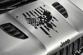 Black And White American Flag Eagle Decal Jeep Car Truck Suv Hood Eagle Wings Stars Stripes Usa Flag Vinyl Sticker Decal Jeep Stickers Jeep Decals Jeep Cars