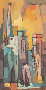 Lot 117: George Cress, O/B, Abstract Cityscape