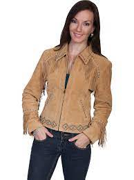 Scully Leather Womens Studded Twisted Fringe Suede Jacket Old Rust Leather Jackets Women Fringe Jacket Suede Fringe Jacket