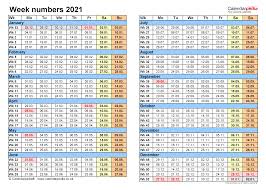 2021 printable yearly calendar with week numbers; Week Numbers 2021 With Excel Word And Pdf Templates