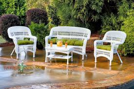 4 Piece Patio Set White Wicker Furniture Tortuga Portside Husk Hunter Fabric Tortugaout White Wicker Furniture White Wicker Patio Furniture Patio Seating Sets