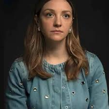 Abby Elliott Blue Denim Grommet Embellished Jacket All Her Fault 2025