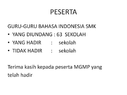 Berikut ini adalah silabus kurikulum 2013 tingkat sma versi tahun 2017 bagi yang membutuhkan silahkan download 01. Peserta Mgmp Bahasa Indonesia Smk Ppt Download