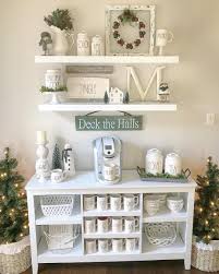 Home Sweet Homedecor Rae Dunn Christmas Display With Mugs Canisters And Some Decals Coffee Bar Hot Chocolate Stat Coffee Bar Home Home Coffee Stations Decor