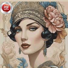 Art Deco Lady Cross Stitch Chart