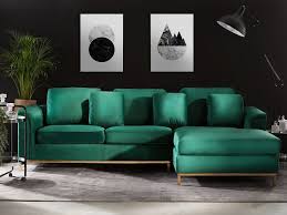 This living room furniture style offers versatile modular design, a plus if you enjoy rearranging your decor. Left Hand Velvet Corner Sofa Emerald Green Oslo Beliani Co Uk
