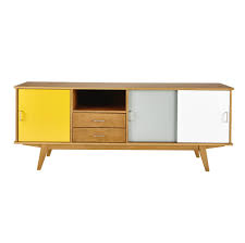 Wooden Vintage Sideboard In Yellow Grey White W 180cm Paulette Vintage Sideboard Sideboard Furniture Sideboard