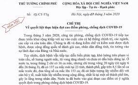 Ngay sau thời điểm thủ tướng ký chỉ thị 16 áp dụng cách ly toàn xã hội trong 15 ngày, đã có nhiều ý kiến cả trong dư luận lẫn cơ quan nhà nước, muốn lệnh này được kéo dài cho đến ngày 30/4. Thá»§ TÆ°á»›ng Chá»‰ Thá»‹ Quyáº¿t Liá»‡t Thá»±c Hiá»‡n Ä'á»£t Cao Ä'iá»ƒm Phong Chá»'ng Dá»‹ch Covid 19 Táº¡p Chi Quáº£n Ly Nha NÆ°á»›c